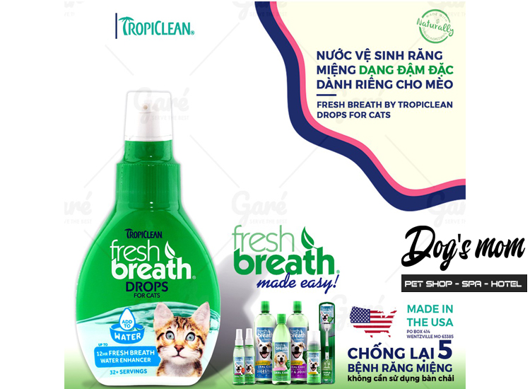 Nước Đặc Trị Hôi Miệng Tropiclean FreshBreath Drops For Cat 65ml