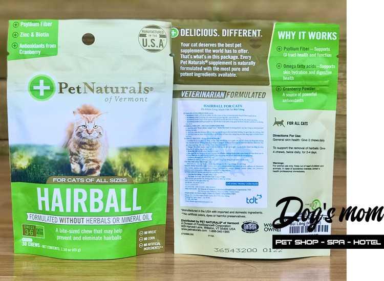 Viên Nhai chống búi lông cho Mèo Hairball Pet Naturals 