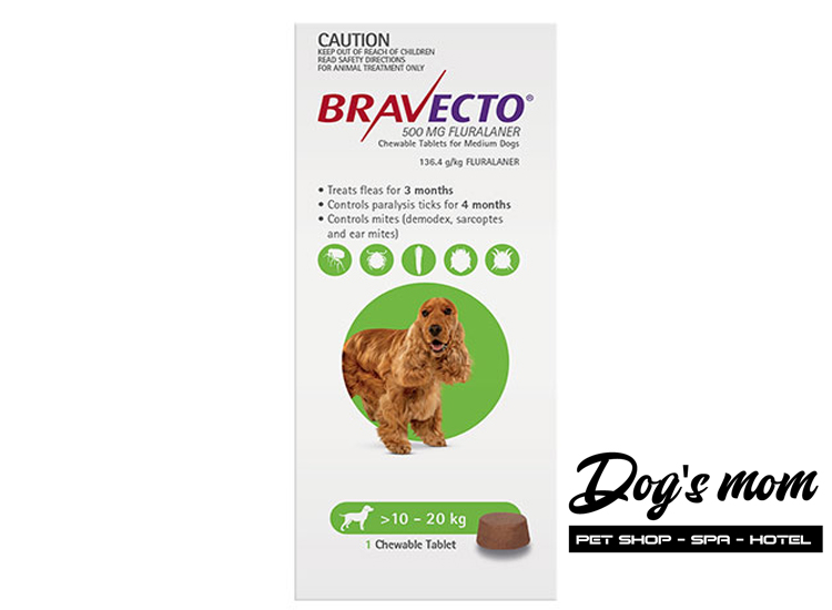 Viên nhai Bravecto 10-20kg trị Viêm da, Ve rận , Demodex 