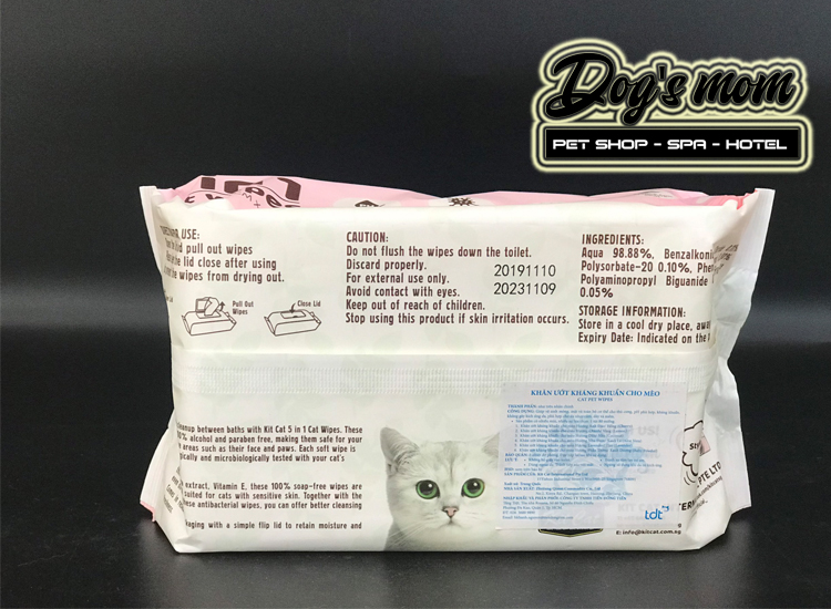 Khăn Giấy Ướt Kháng Khuẩn KitCat 5in1 Cat Wipes - Hương Dừa