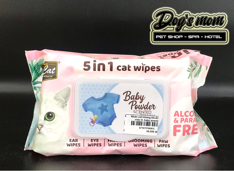 Khăn Giấy Ướt Kháng Khuẩn KitCat 5in1 Cat Wipes - Hương Phấn Baby