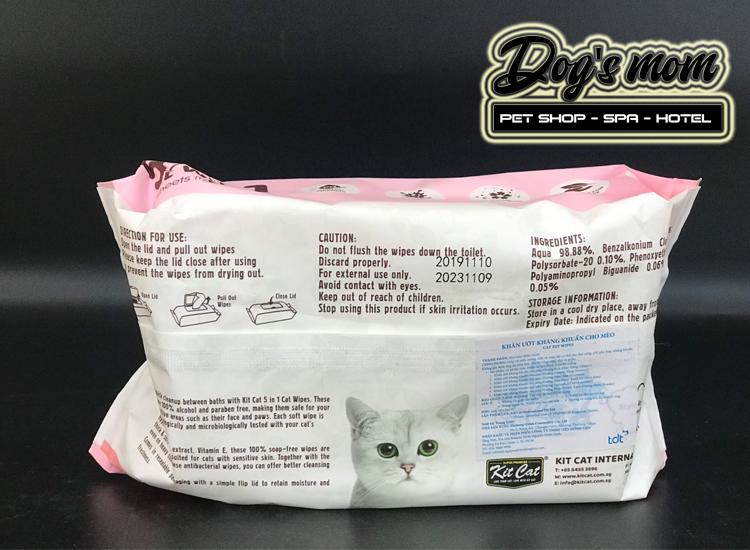 Khăn Giấy Ướt Kháng Khuẩn KitCat 5in1 Cat Wipes - Hương Phấn Baby