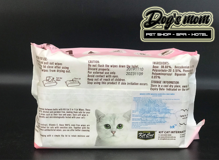 Khăn Giấy Ướt Kháng Khuẩn KitCat 5in1 Cat Wipes - Hương Chanh