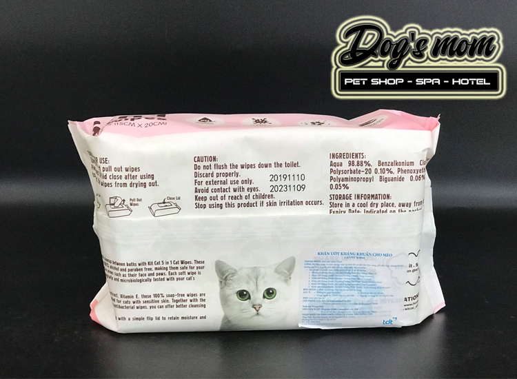 Khăn Giấy Ướt Kháng Khuẩn KitCat 5in1 Cat Wipes - Hương Nha Đam