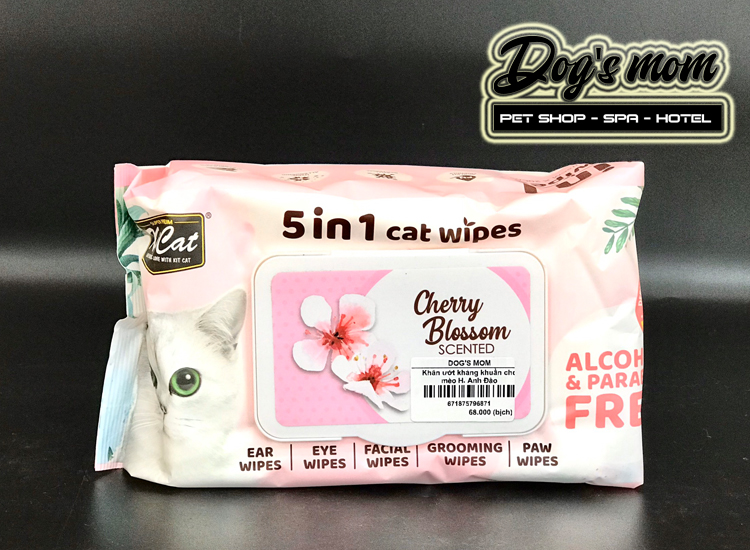 Khăn Giấy Ướt Kháng Khuẩn KitCat 5in1 Cat Wipes - Hương Hoa Anh Đào