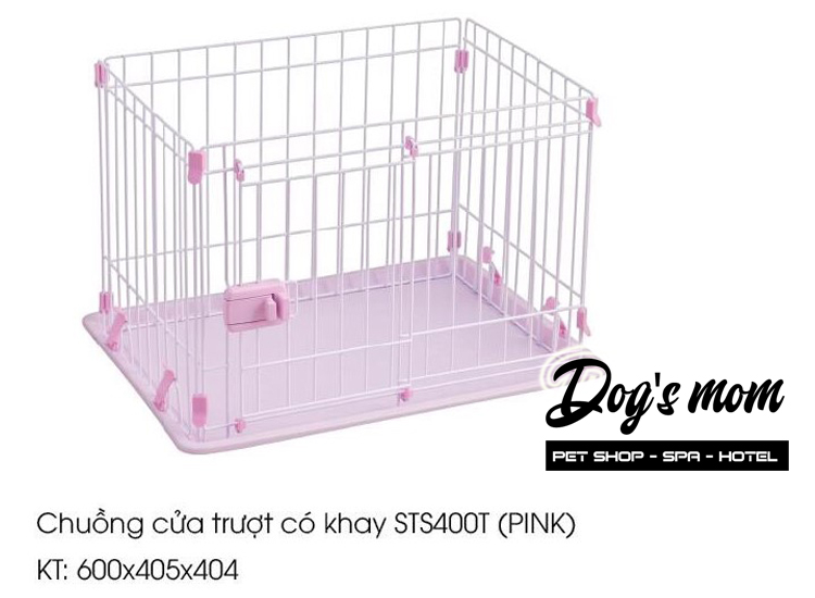 Chuồng Cửa Trượt Có Khay STS400 (Pink)